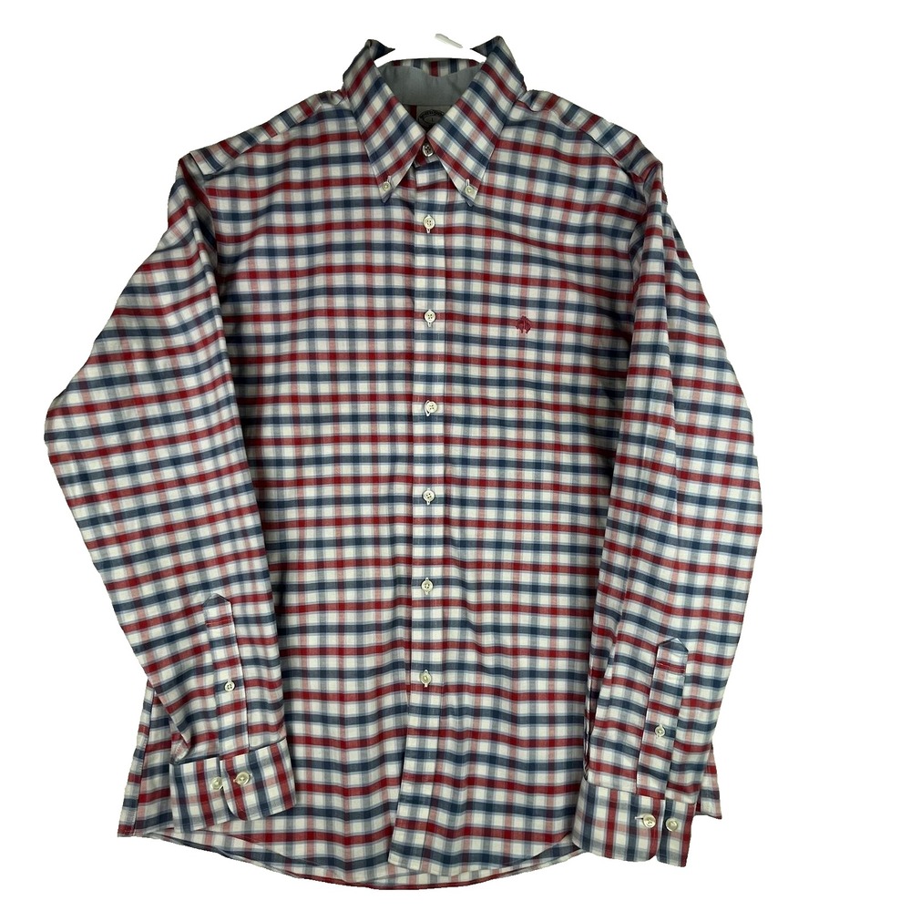 Brooks Brothers Shirt Mens Large (L) Regent Fit Non-Iron Check Button Down Red